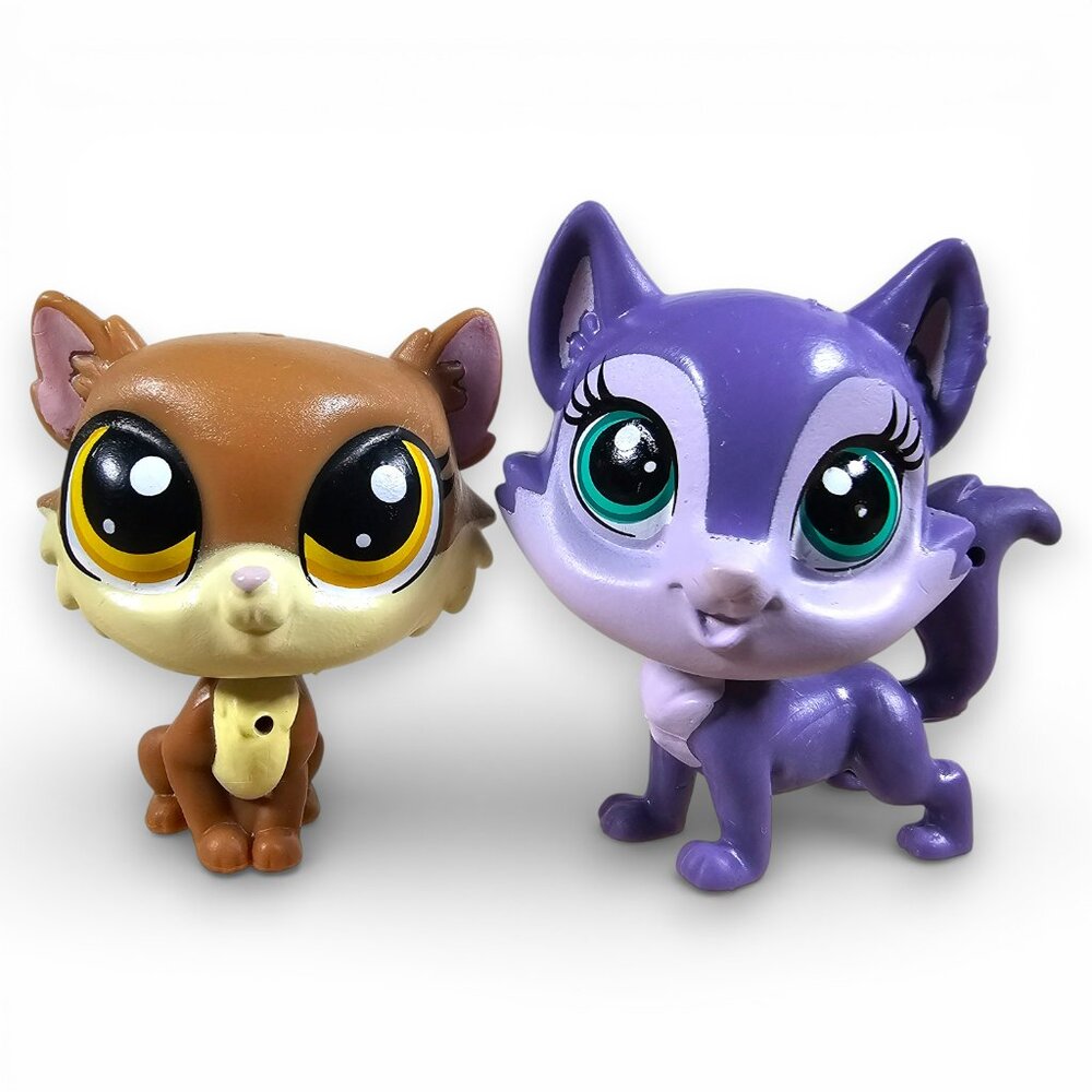 Hasbro Littlest Pet Shop Lot #64 Scruffles Cat #63 Fir Sprucewood Wolf Dog LPS